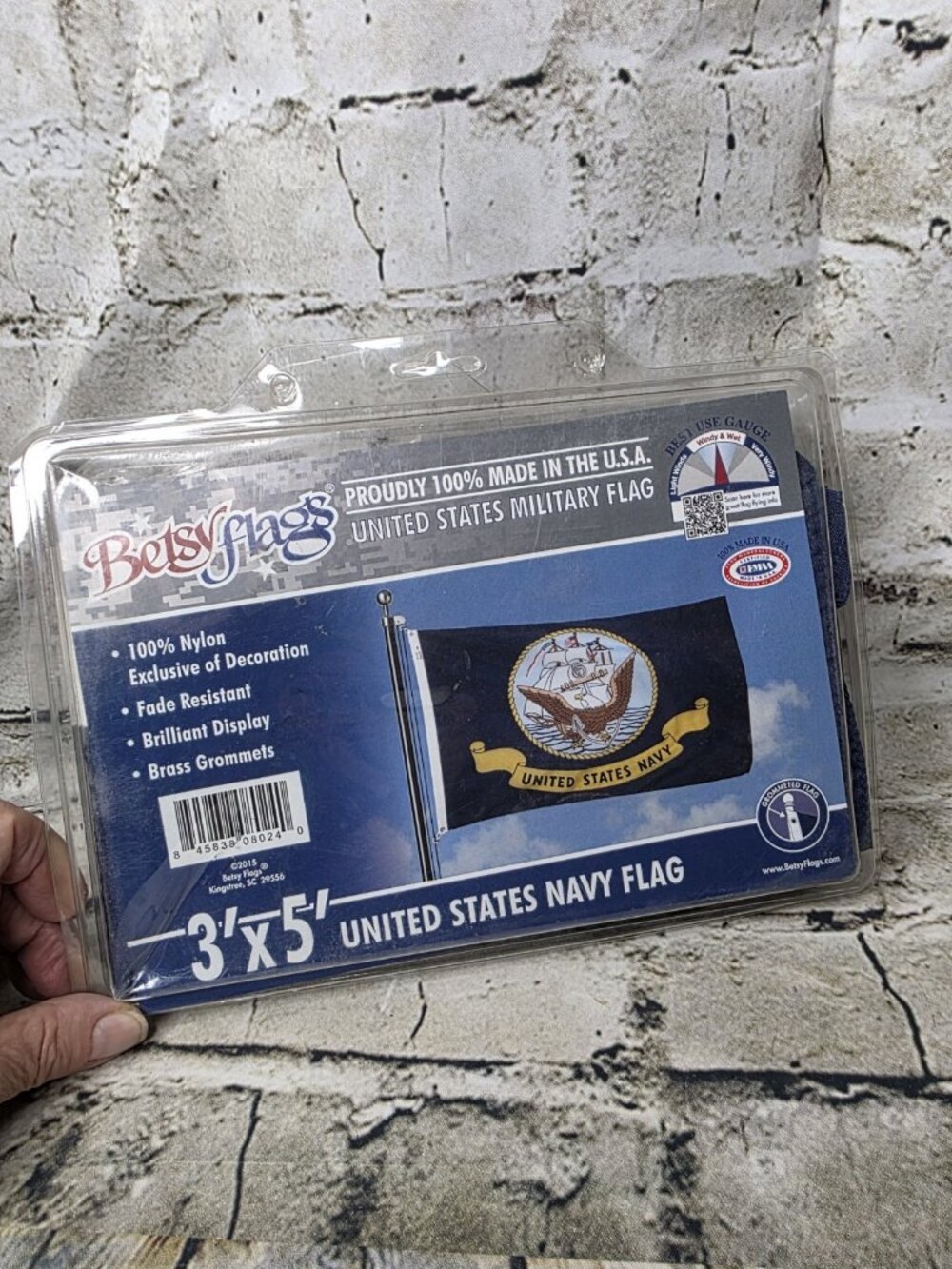 Betsy Flags Made in USA  3' x 5' Nylon U.S. NAVY Flag Fade Resistant Brass Gromt